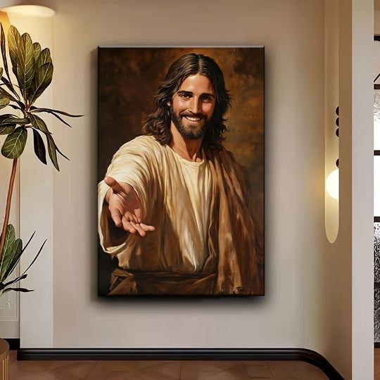 Jesus Reaches Out To You  Modern Canvas Wall Art With A Wooden Frame, Perfect For Decorating The Living Room, Office, Or Hallway, And An Ideal Choice For Christmas And Holiday Gifts.