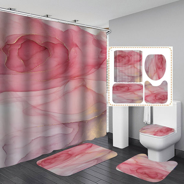 Curtains in the Bathroom Waterproof Bath Curtain with Hook Sets Flannel