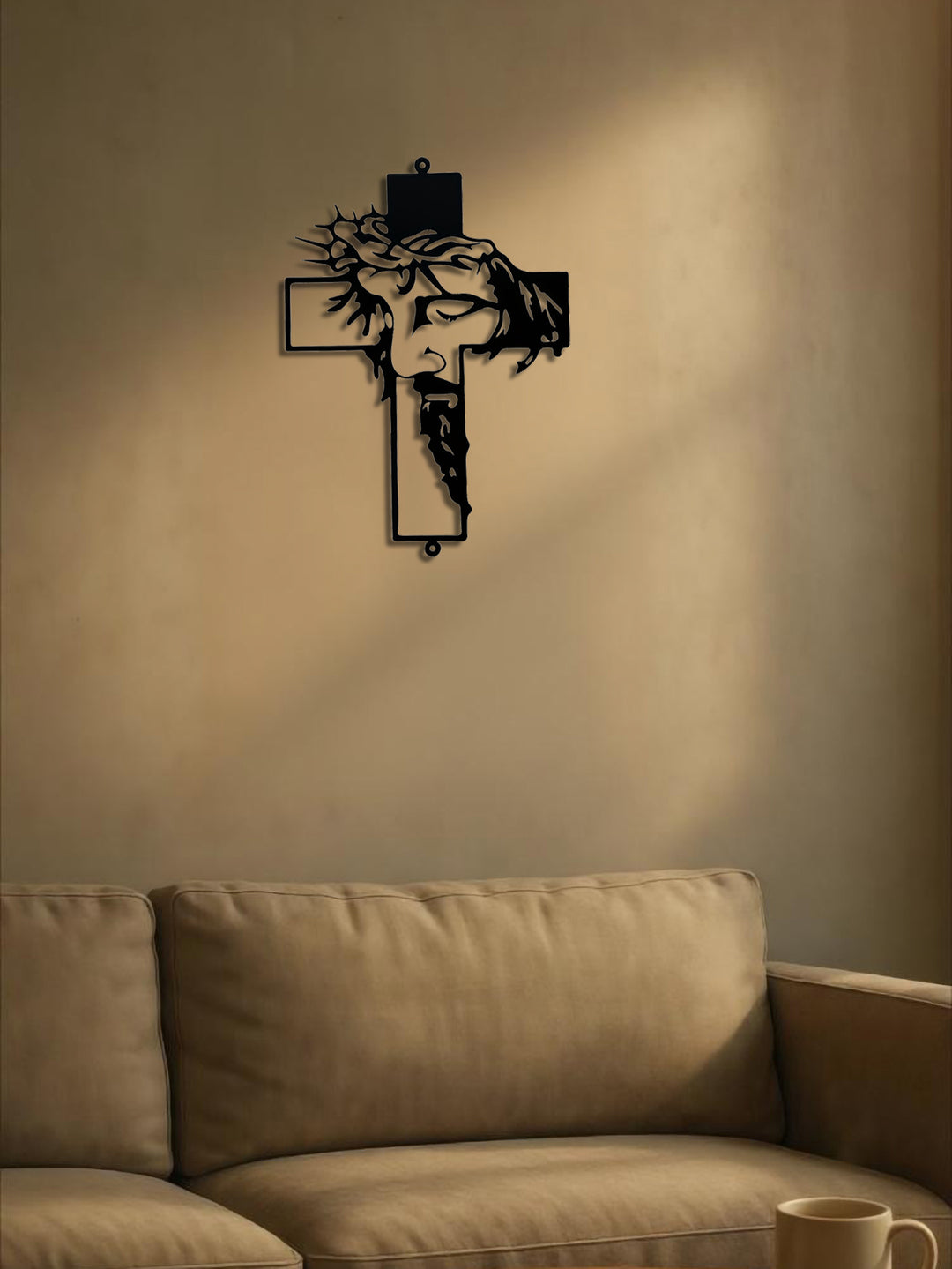 Metal Cross Sign Wall Art Weatherproof Powder-Coated Wrought Iron Cross