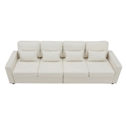 Seater Modern Linen Fabric Sofa With Armrest Pockets And 4 Pillows,Minimalist Style Couch For Living Room, Apartment, Office,3 Colors