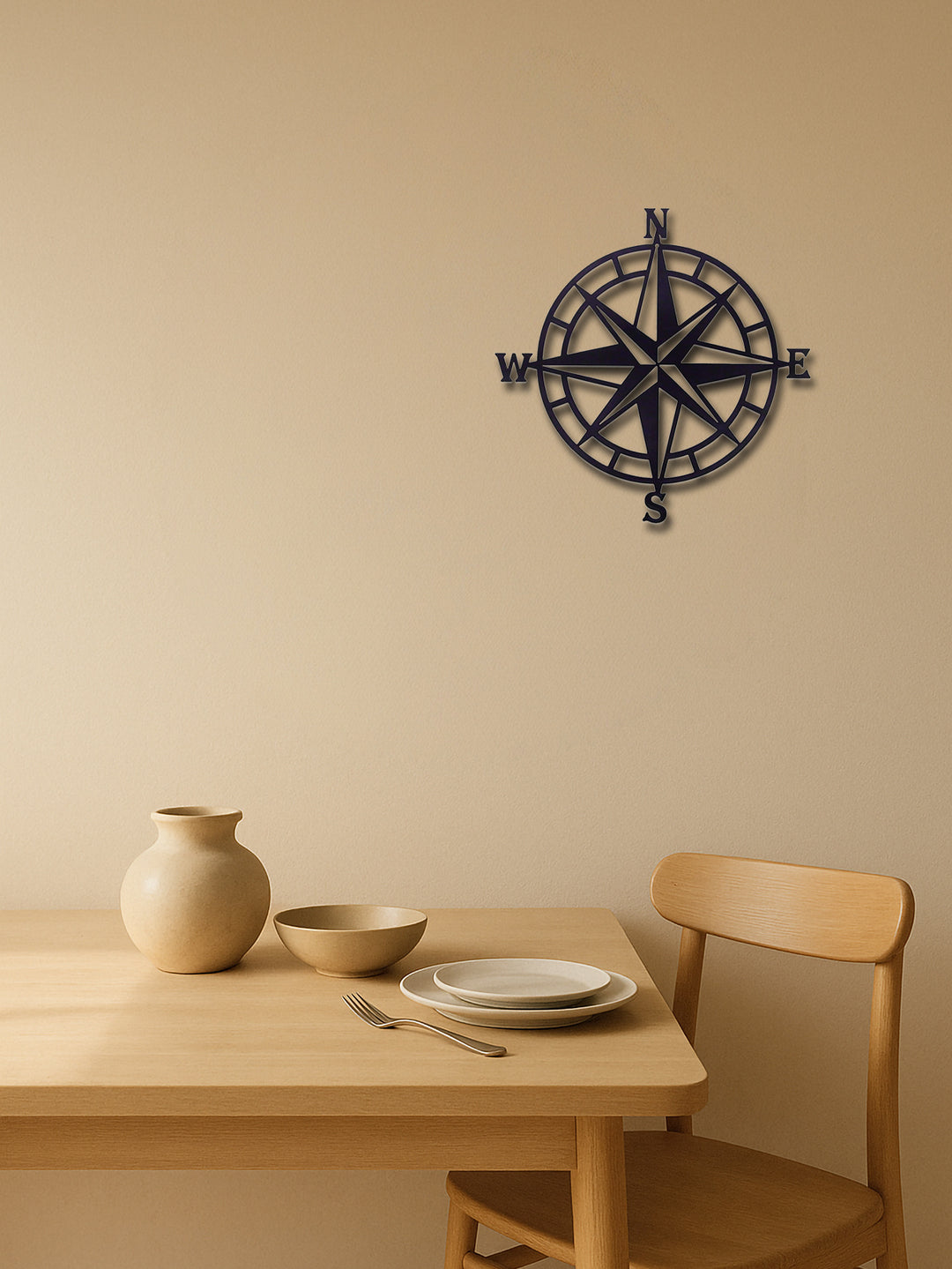 Nautical Compass Metal Wall Art - Ocean Theme Decor Sailor Gift Idea