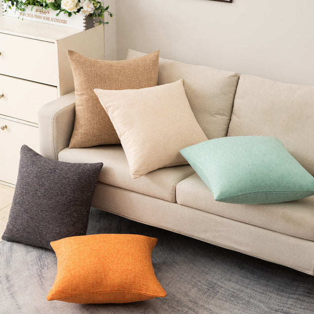 Solid Color Cotton And Linen Sofa Pillow Cases
