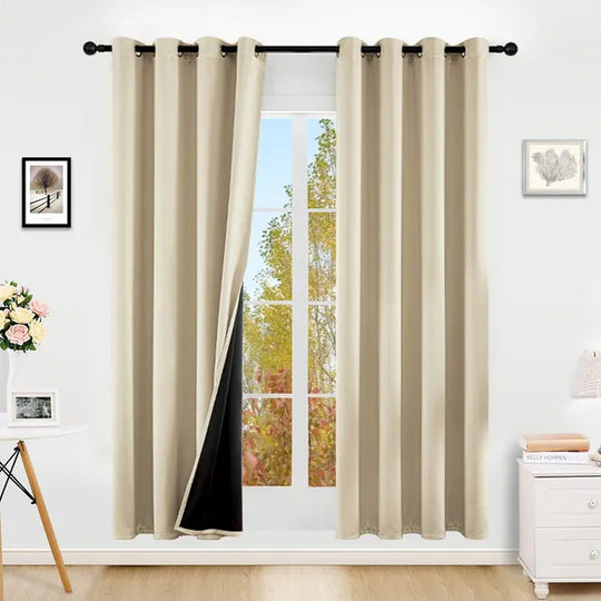 Polyester Grommets Thermal Insulated With Coated Lining 52 In. W X 84 In. L Indoor Blackout Curtains Set Of 2