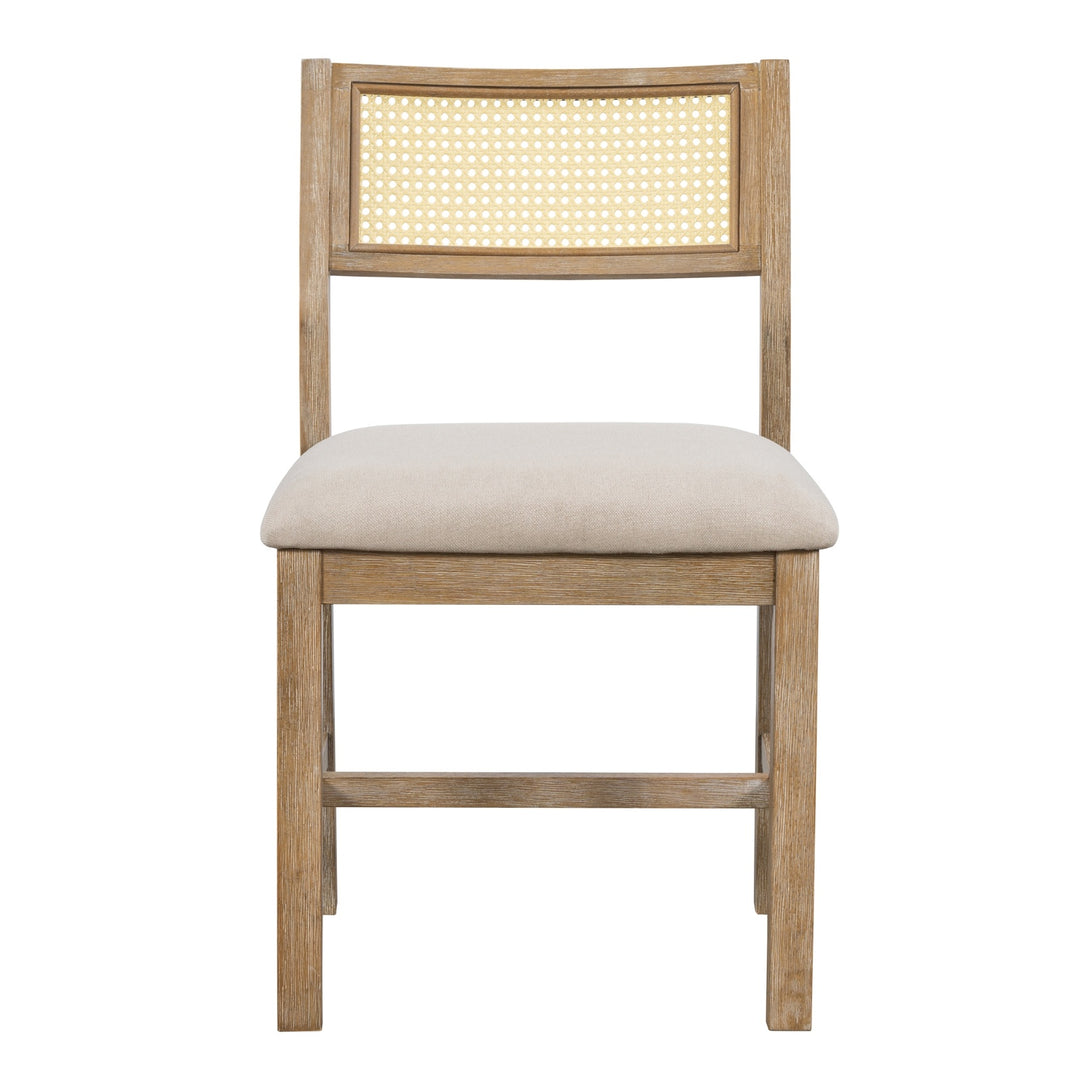 TREXM 6-piece Retro Farmhouse Style Dining Set, Rectangular Table And 4 Upholstered Chairs With Ratt