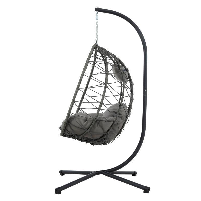 Indoor And Outdoor Swing Chair With Stand, Patio Wicker Hanging Egg Chair, Hanging Basket Chair Suitable For Bedroom, Living Room And Balcony