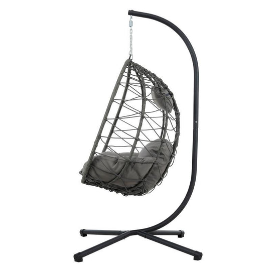 Indoor And Outdoor Swing Chair With Stand, Patio Wicker Hanging Egg Chair, Hanging Basket Chair Suitable For Bedroom, Living Room And Balcony