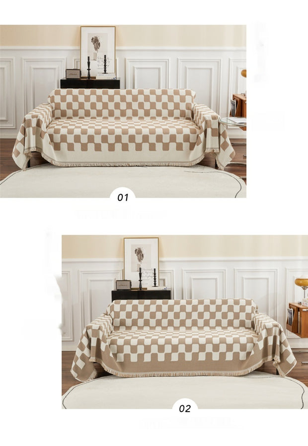 Chessboard Plaid Sofa Towel