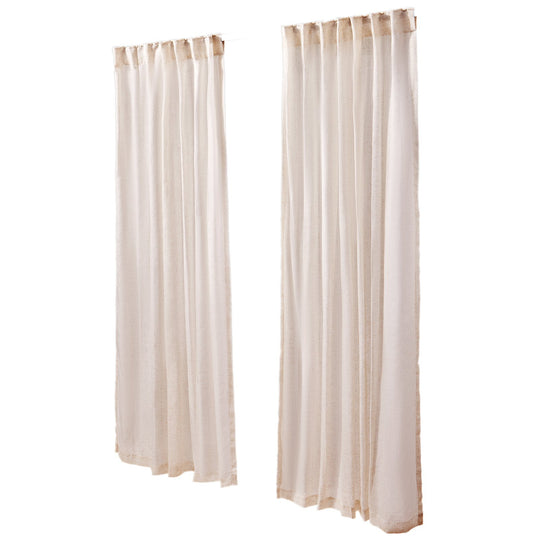 Natural Linen Curtains 52 X 84 Inch 2 Panels Set Semi Sheer Light Filtering