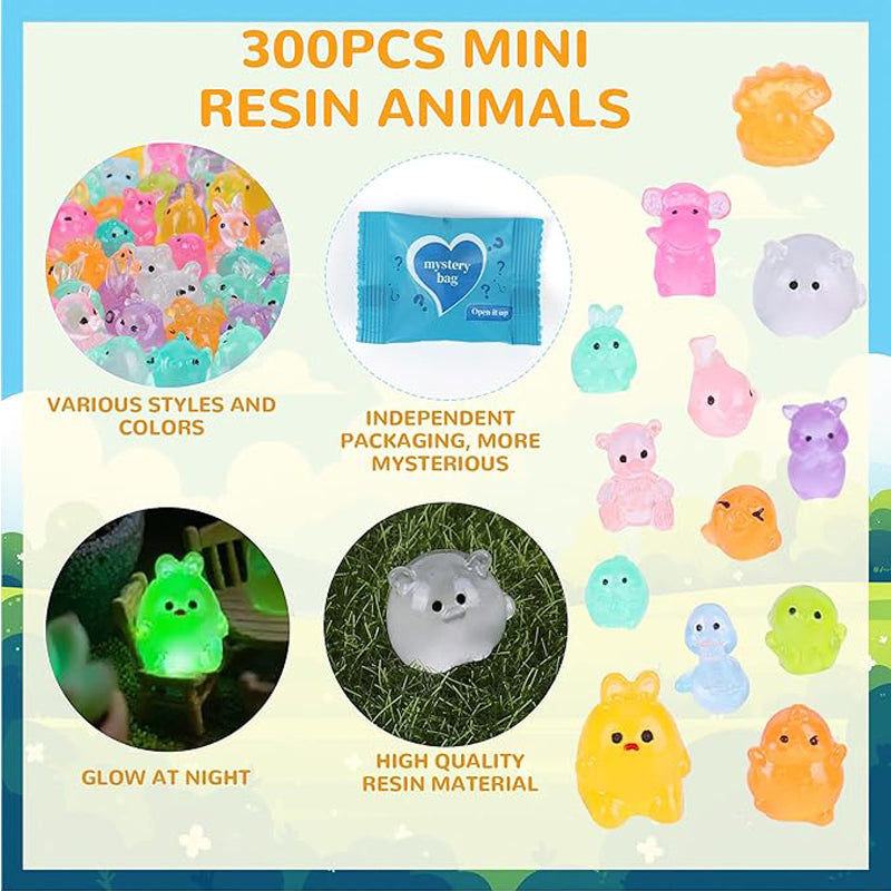 Mini Resin Glow Animal Blind Bags, 300 Pieces