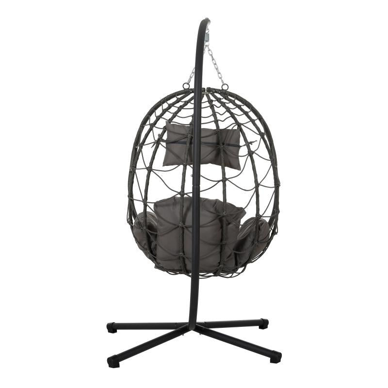Indoor And Outdoor Swing Chair With Stand, Patio Wicker Hanging Egg Chair, Hanging Basket Chair Suitable For Bedroom, Living Room And Balcony