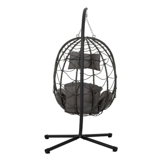 Indoor And Outdoor Swing Chair With Stand, Patio Wicker Hanging Egg Chair, Hanging Basket Chair Suitable For Bedroom, Living Room And Balcony