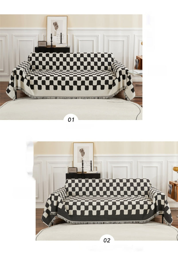 Chessboard Plaid Sofa Towel