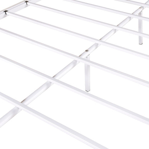 Twin-Over-Full Metal Bunk Bed, Heavy Duty Bunk Bed,Easy Assembly With Enhanced Upper-Level Guardrail, White