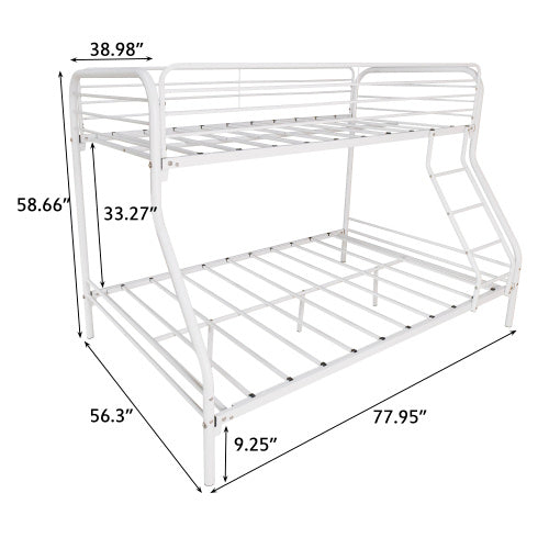 Twin-Over-Full Metal Bunk Bed, Heavy Duty Bunk Bed,Easy Assembly With Enhanced Upper-Level Guardrail, White