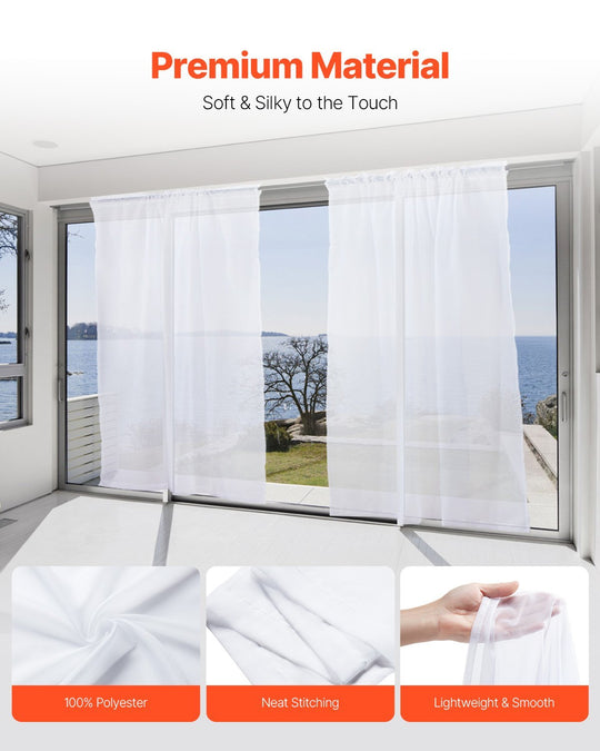 Sheer Curtains 52 W X 84 L Inches 2 Panels Window Drapes Rod Pocket Polyester