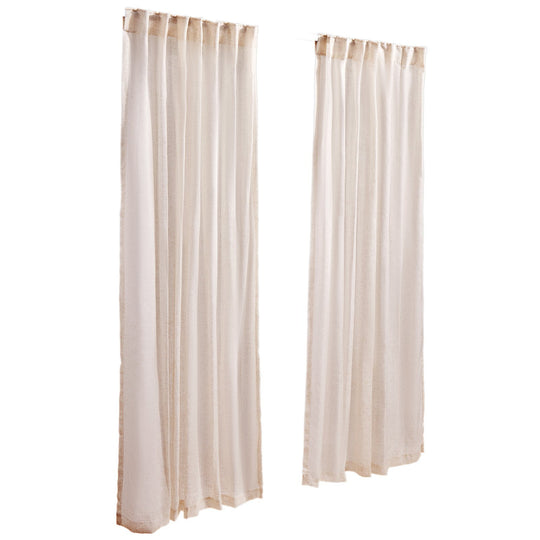 Natural Linen Curtains 52 X 84 Inch 2 Panels Set Semi Sheer Light Filtering