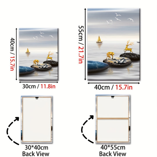 Framed Oil Paintings And Posters, Ready To Hang, Featuring Lakes, Abstract Animals, And Landscapes For Home Decoration, Marble, Wall Art, Room Decor, And Home Wall Decoration. High-definition Printing