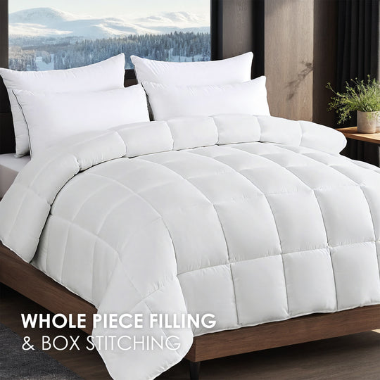 White Oversized Checkered Quilted Plump Duvet Luxury Hotel-grade Comfort For Bedrooms And