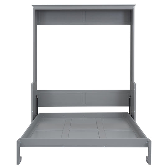 Queen Size Murphy Bed With A Shelf, Gray