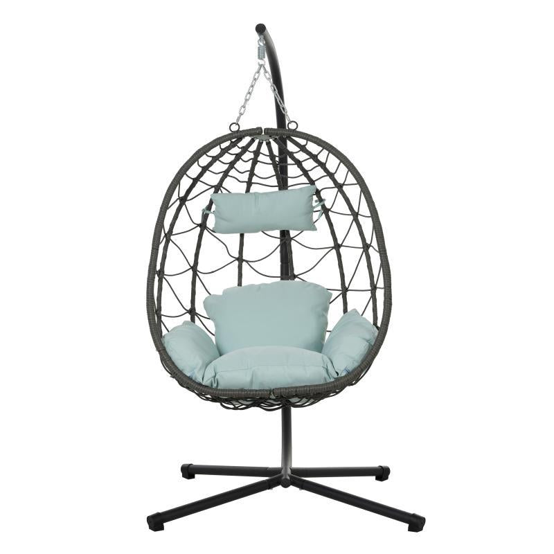 Indoor And Outdoor Swing Chair With Stand, Patio Wicker Hanging Egg Chair, Hanging Basket Chair Suitable For Bedroom, Living Room And Balcony