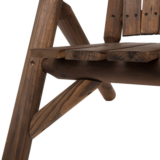 Wood Adirondack Patio Chair Bench With Center Coffee Table, Perfect For Lounging And Relaxing Outdoors Carbonized