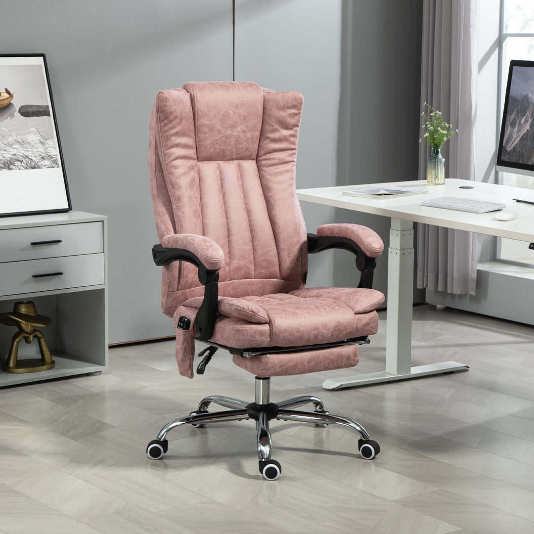 Massage Office Chair With 6 Points And Heat, Reclining Computer Chair With Adjustable Height And Footrest