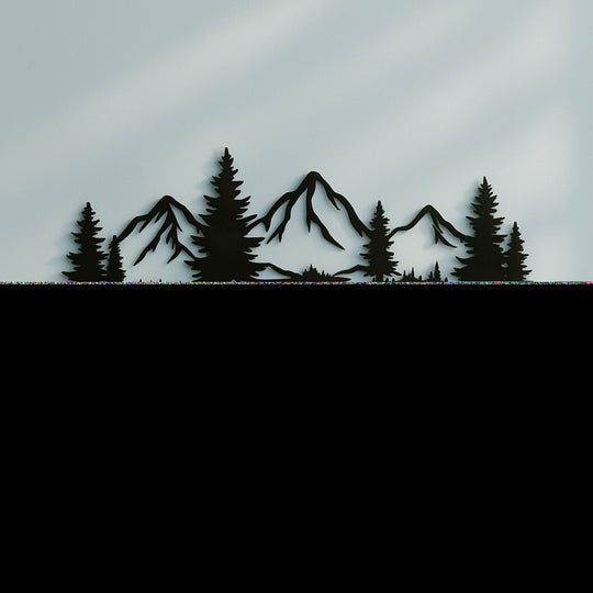 Rustic Metallic Wall Art,Evergreen Forest Mountain Design,Great For Child's Room