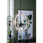 6 - Light Wood Chandelier With Adjustable Chain For Home