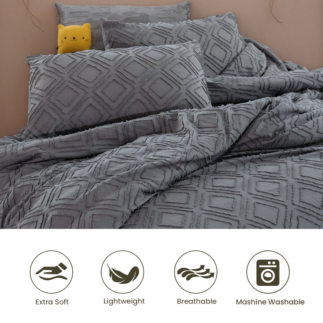 Bohemian Style Quilt Cover Set, Cut Flower Quilt Cover,  Tufted Quilt Cover Three-piece Set, One Quilt Cover And Two Pillowcases,  Washable And Machine Washable Without Shrinkage,  Suitable For Hotels