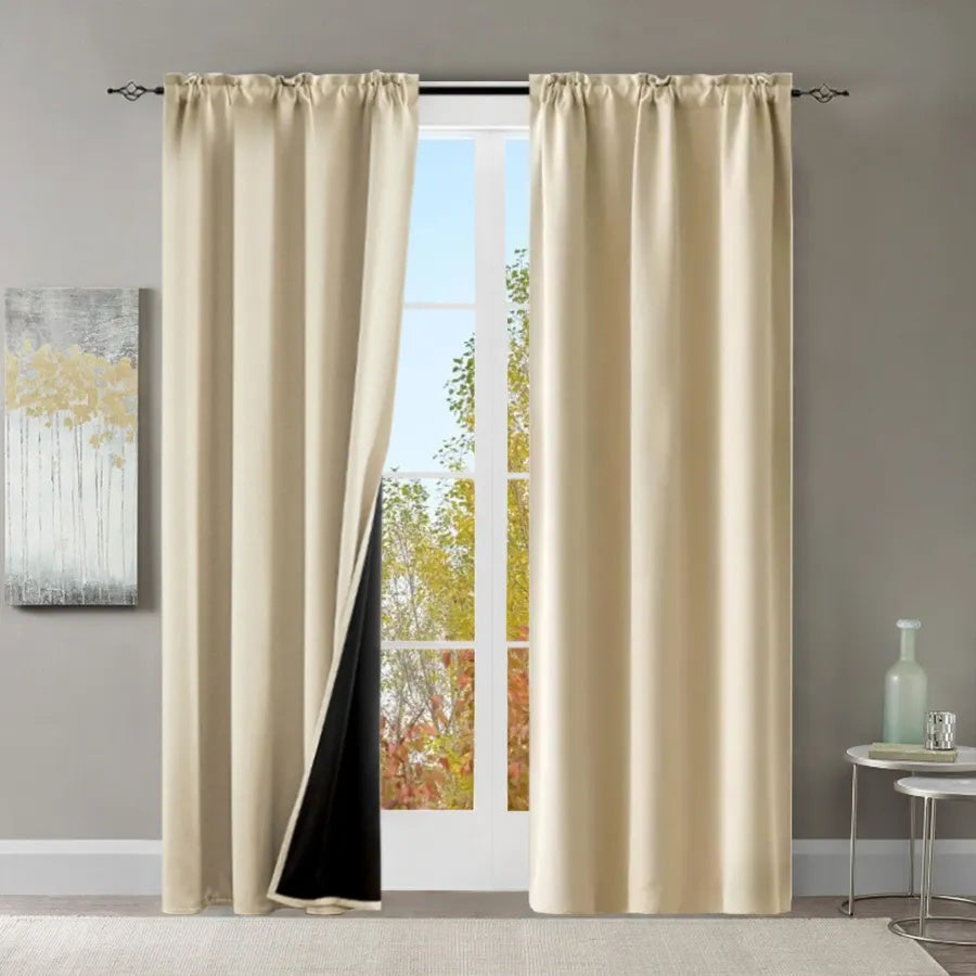 Grommets Thermal Insulated With Coated Lining 52 In. W X 63 In. L Indoor Blackout Curtains Set Of 2