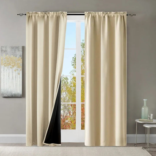 Grommets Thermal Insulated With Coated Lining 52 In. W X 63 In. L Indoor Blackout Curtains Set Of 2