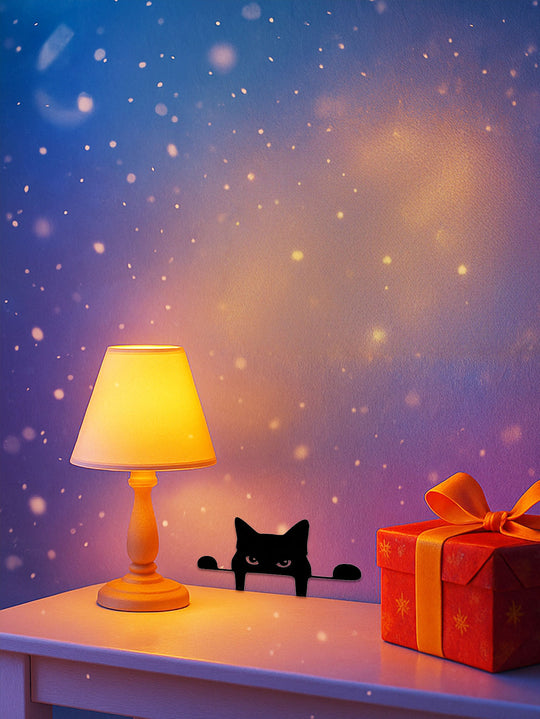 Elegant Iron Art Silhouette Black Metal Peeping Cat Sculpture, Lawn And Yard