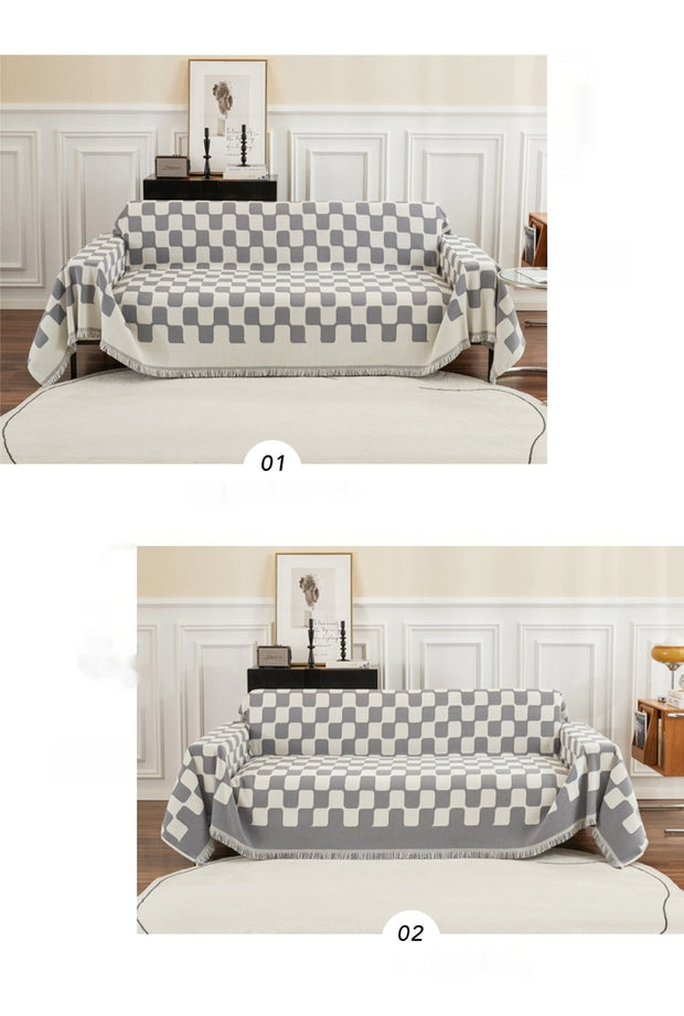 Chessboard Plaid Sofa Towel