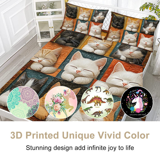 4pcs Cute Cat Cute Pet Series Beds 1 Bed Sheet 1 Bed Sheet And 2 Pillowcases Bedding, Suitable For All Seasons