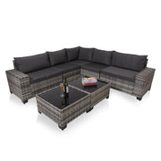 7-Piece Outdoor Patio Furniture Sets, All-Weather Wicker Rattan Sectional Sofa, Modern Two Glass Coffee Table And Washable Seat Cushion