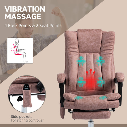 Massage Office Chair With 6 Points And Heat, Reclining Computer Chair With Adjustable Height And Footrest