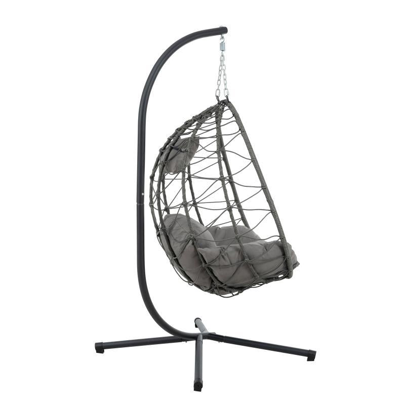 Indoor And Outdoor Swing Chair With Stand, Patio Wicker Hanging Egg Chair, Hanging Basket Chair Suitable For Bedroom, Living Room And Balcony