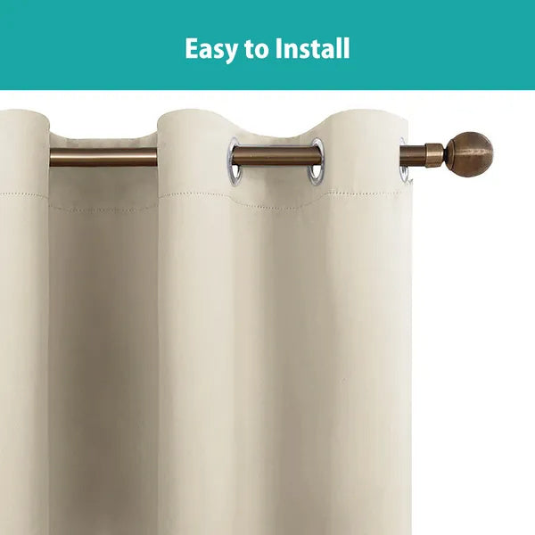 Polyester Grommets Thermal Insulated With Coated Lining 52 In. W X 84 In. L Indoor Blackout Curtains Set Of 2