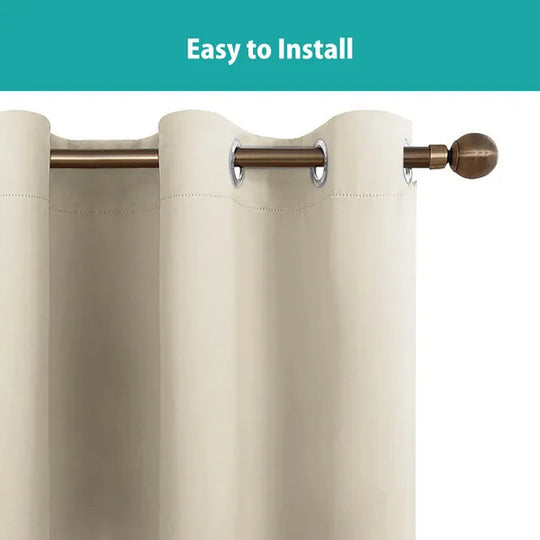 Polyester Grommets Thermal Insulated With Coated Lining 52 In. W X 84 In. L Indoor Blackout Curtains Set Of 2