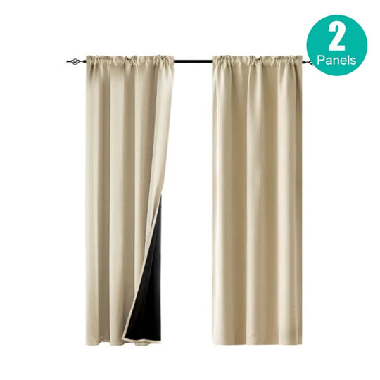 Rod Pocket Thermal Insulated With Coated Lining 52 In. W X 63 In. L Indoor Blackout Curtains Set Of 2