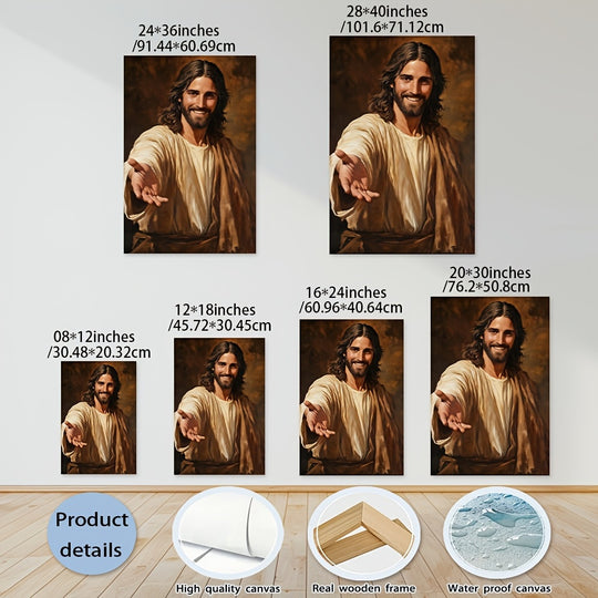 Jesus Reaches Out To You  Modern Canvas Wall Art With A Wooden Frame, Perfect For Decorating The Living Room, Office, Or Hallway, And An Ideal Choice For Christmas And Holiday Gifts.