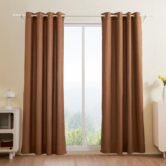 Natural Linen Curtains 52 X 84 Inch 2 Panels Set Grommet Light Filtering Thick