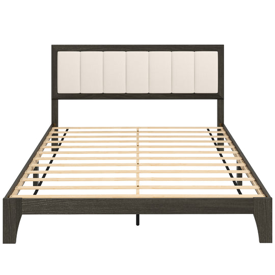 Queen Size Bed Frame With Headboard, Platform Bed Frame With Wooden Slats No Box Spring Needed Charcoal Gray
