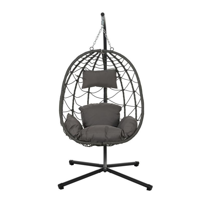 Indoor And Outdoor Swing Chair With Stand, Patio Wicker Hanging Egg Chair, Hanging Basket Chair Suitable For Bedroom, Living Room And Balcony