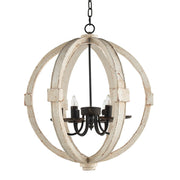 6 - Light Wood Chandelier With Adjustable Chain For Home