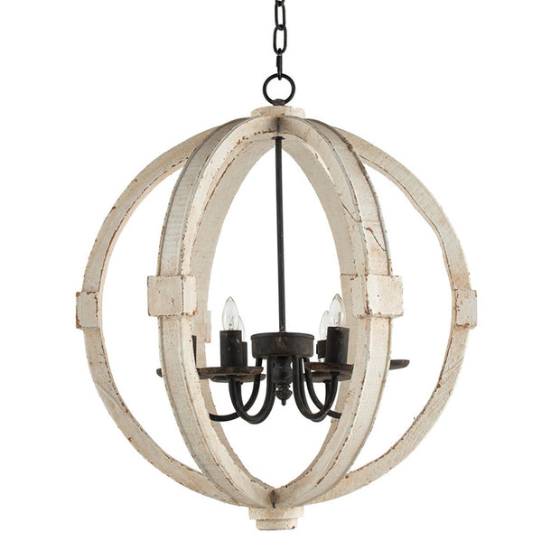 6 - Light Wood Chandelier With Adjustable Chain For Home
