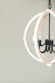 6 - Light Wood Chandelier With Adjustable Chain For Home