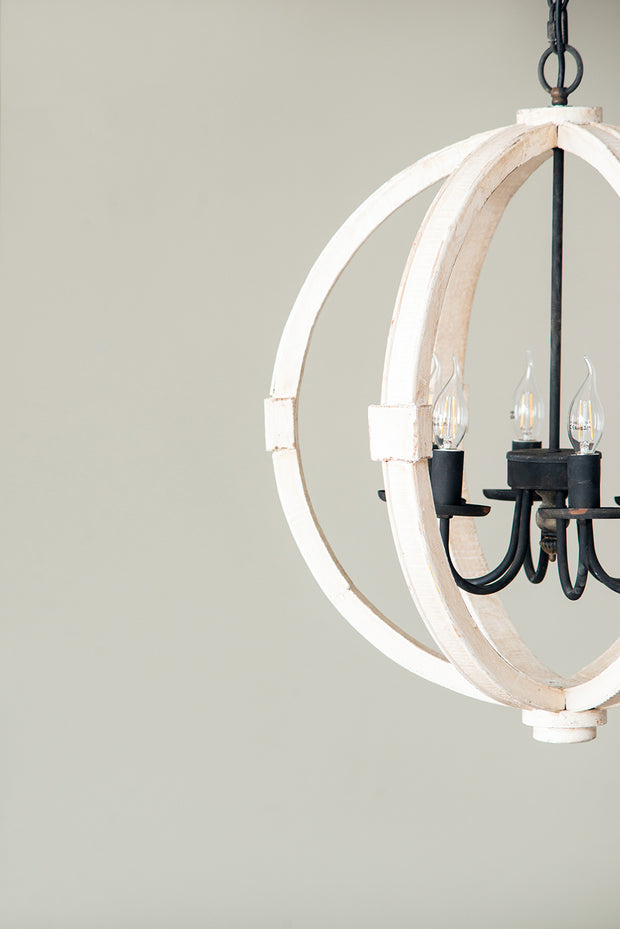 6 - Light Wood Chandelier With Adjustable Chain For Home