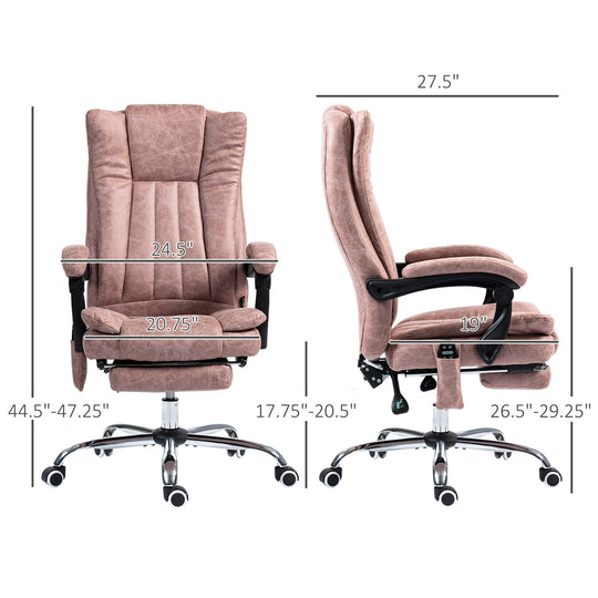 Massage Office Chair With 6 Points And Heat, Reclining Computer Chair With Adjustable Height And Footrest