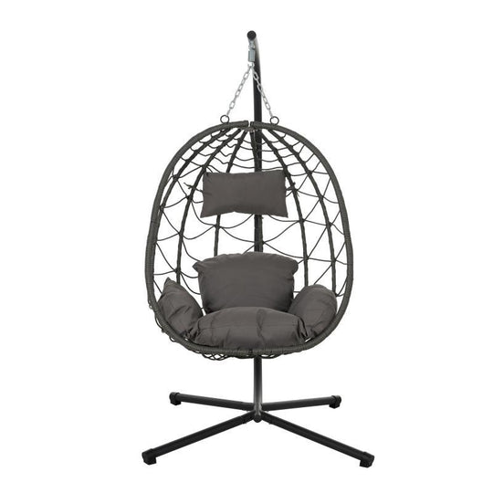 Indoor And Outdoor Swing Chair With Stand, Patio Wicker Hanging Egg Chair, Hanging Basket Chair Suitable For Bedroom, Living Room And Balcony